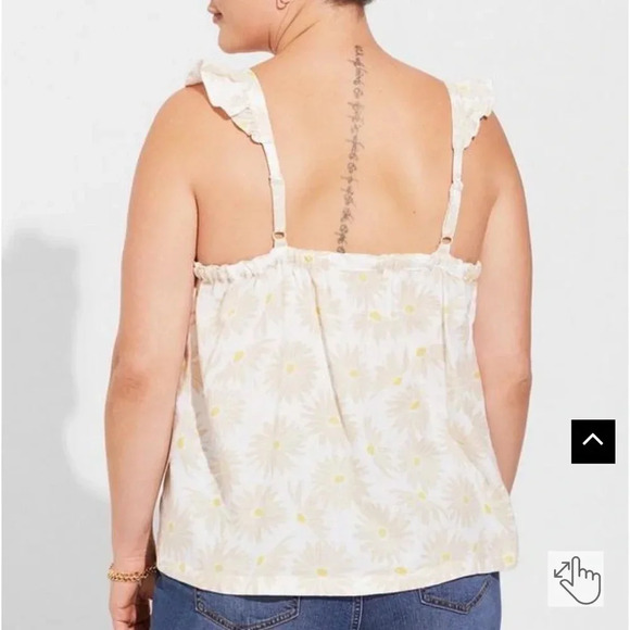 NEW TORRID size 1X Double Gauze‎ Ruffle Button Front Tank Top Cotton Classic NWT - Picture 2 of 12